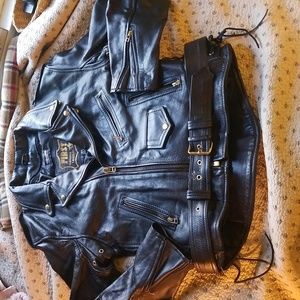 Leather motorcycle jacket